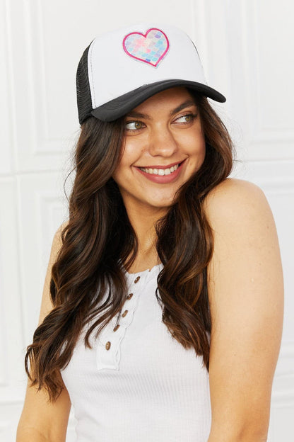 Fame Falling For You Trucker Hat in Black.