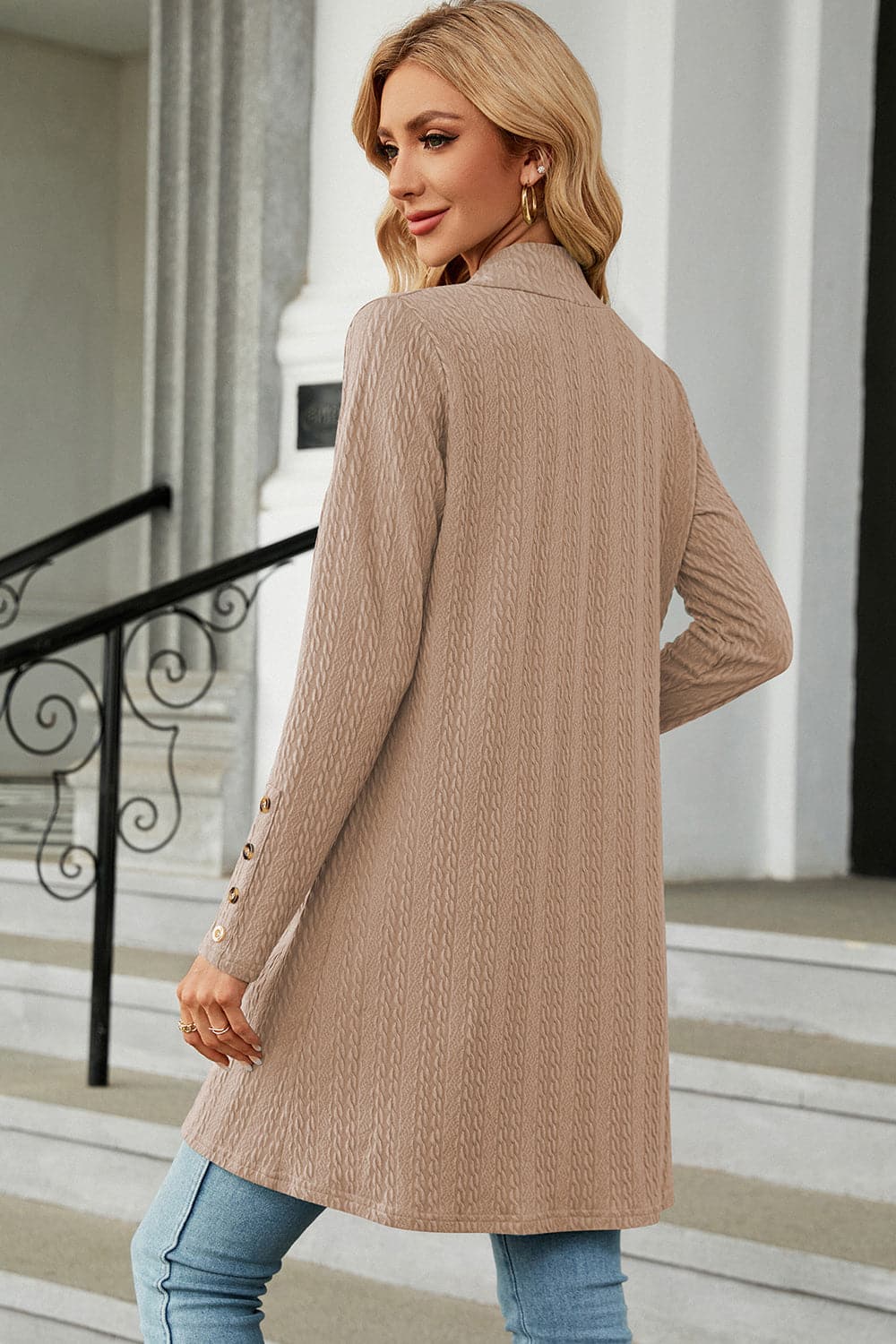 Open Front Long Sleeve Cardigan.