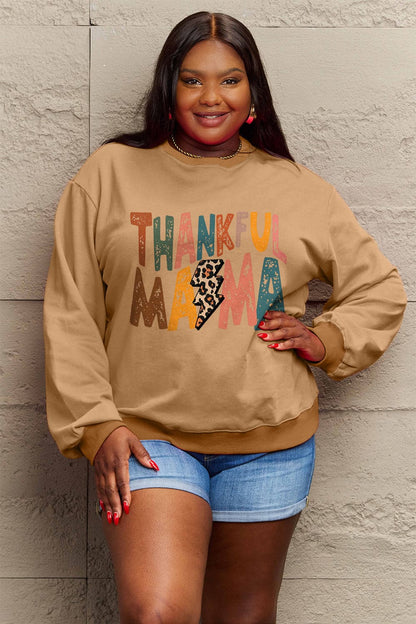 Simply Love Full Size Letter Graphic Long Sleeve Sweatshirt.