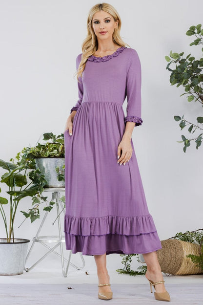 Celeste A-line ruffle hem dress with convenient pockets