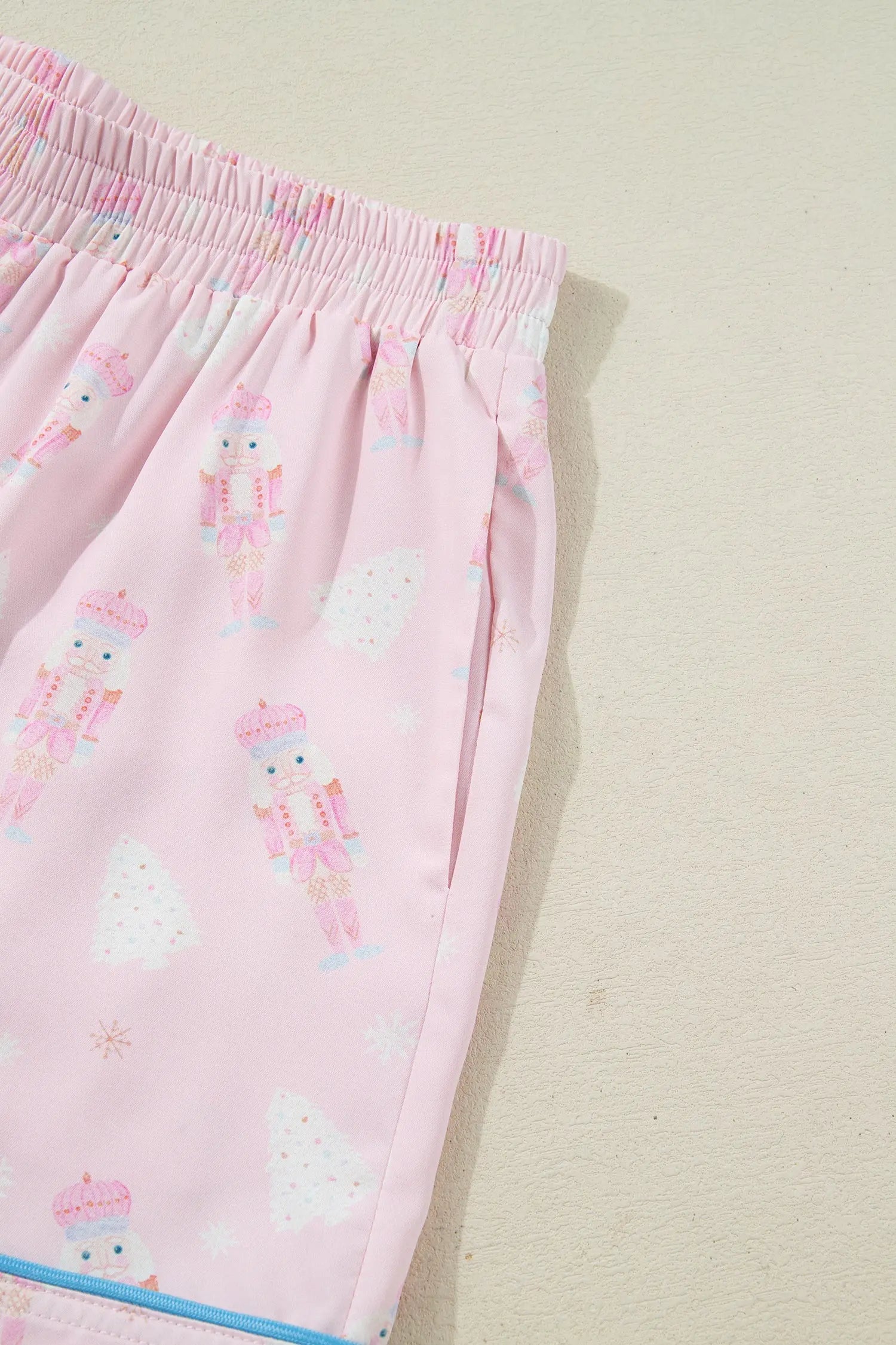 Pink Bow Tie Front Christmas Nutcracker Pajama Set With Long Sleeve Top Dear-Lover Dropshipping