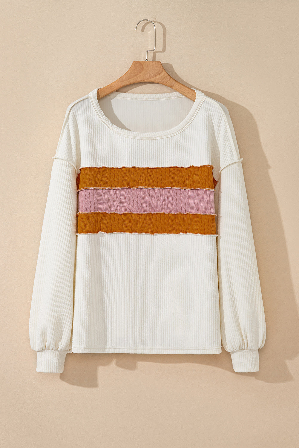 White knit drop sleeve top