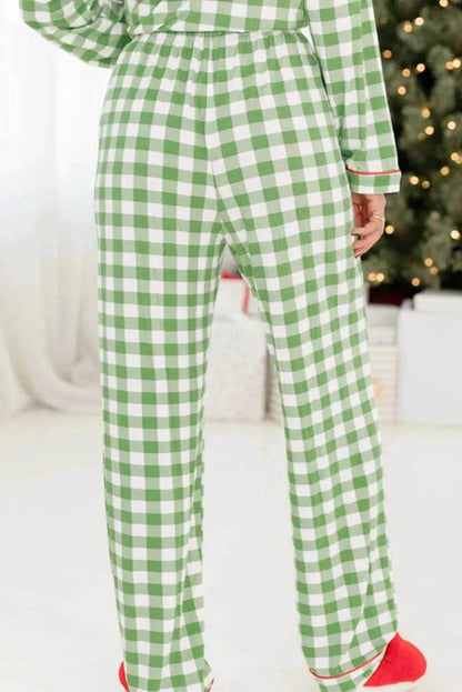 Plaid lounge set with drawstring