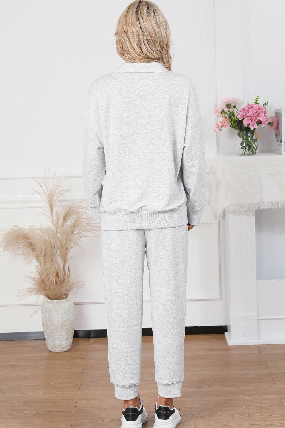 Half Zip Sweatshirt and Drawstring Sweatpants Set.