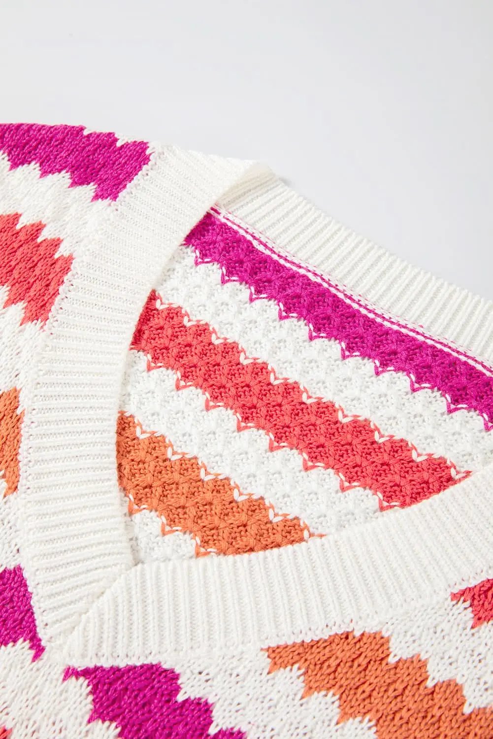 Pink Stripe V Neck Drop Shoulder Plus Size Sweater - Love Salve 