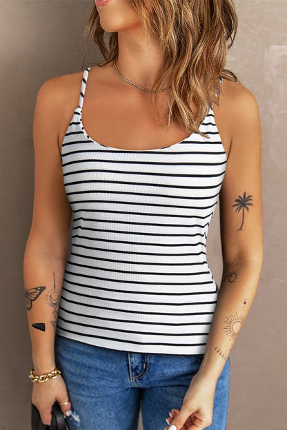 Striped Scoop Neck Cami.