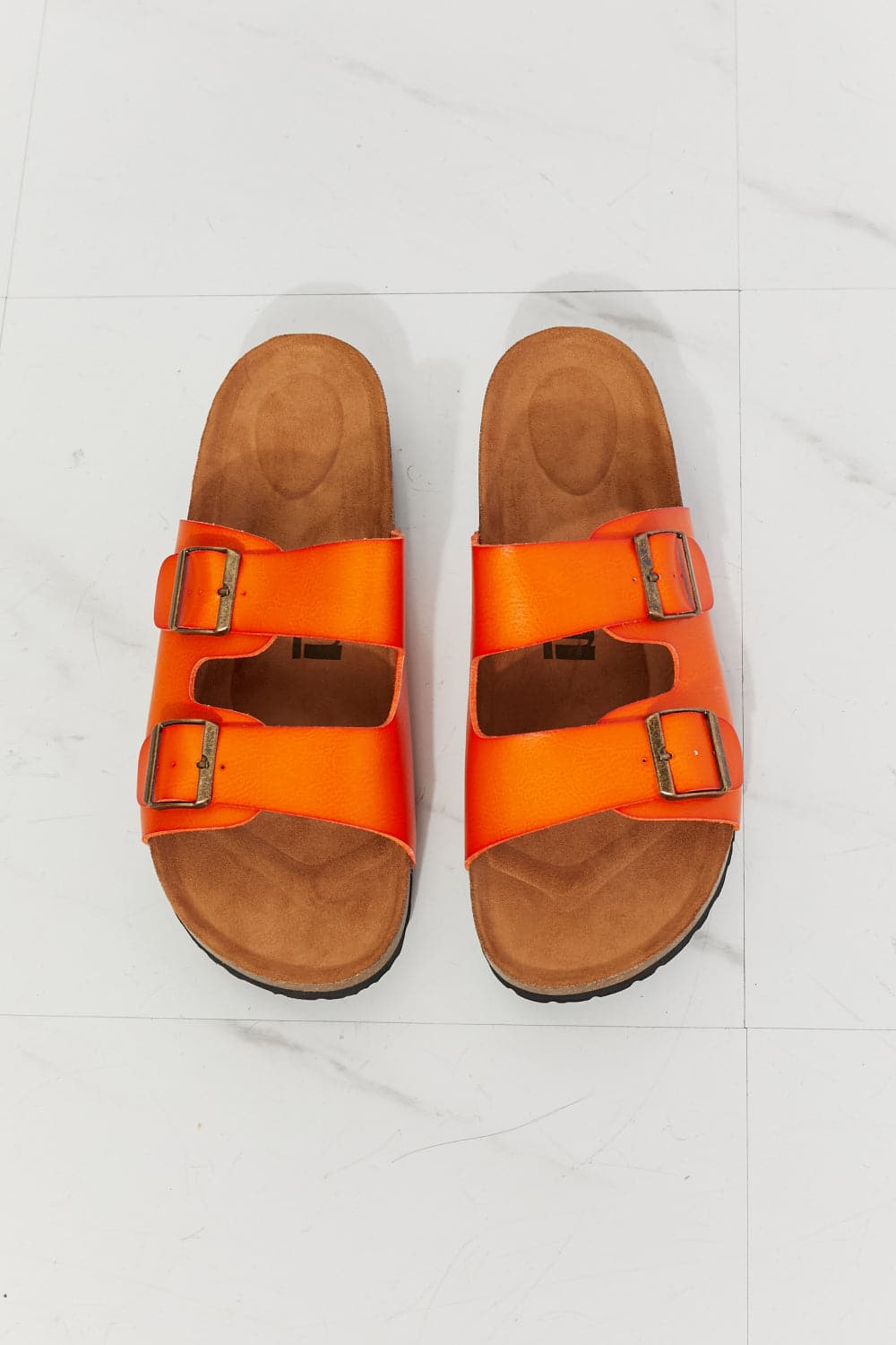 MMShoes Feeling Alive Double Banded Slide Sandals in Orange.