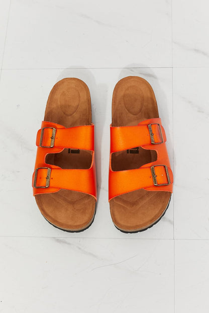 MMShoes Feeling Alive Double Banded Slide Sandals in Orange.