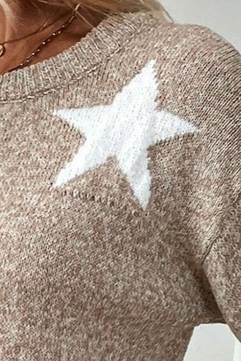 Star Round Neck Dropped Shoulder SweaterFeatures: Basic style
Stretch: No stretch
Material composition: 100% polyester
Care instructions: Machine wash cold. Tumble dry low.
Imported


Size
US
Bust
ShoulderLove Salve Star Round Neck Dropped Shoulder Sweaterknit tops