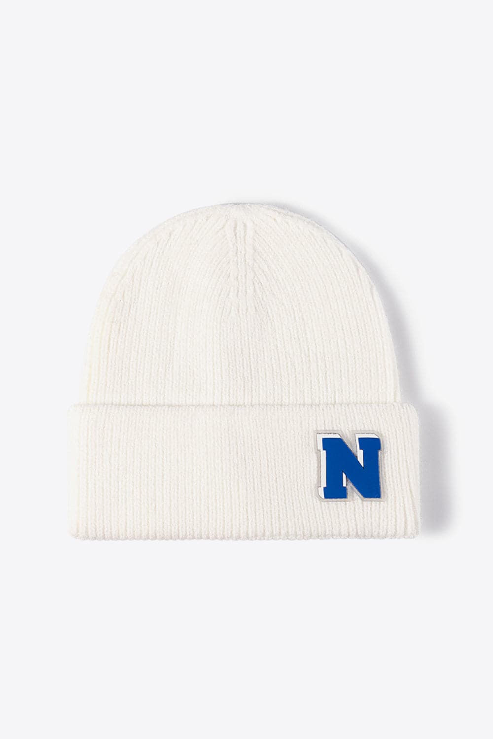 Letter N Patch Cuffed Knit Beanie.