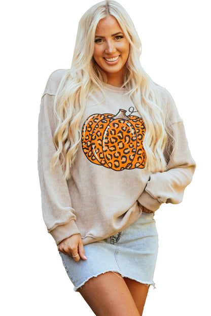 Khaki leopard pumpkin sweatshirt