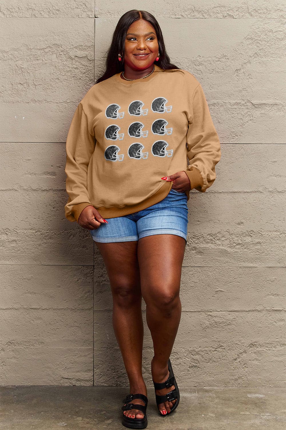 Simply Love Full Size Graphic Round Neck Sweatshirt.