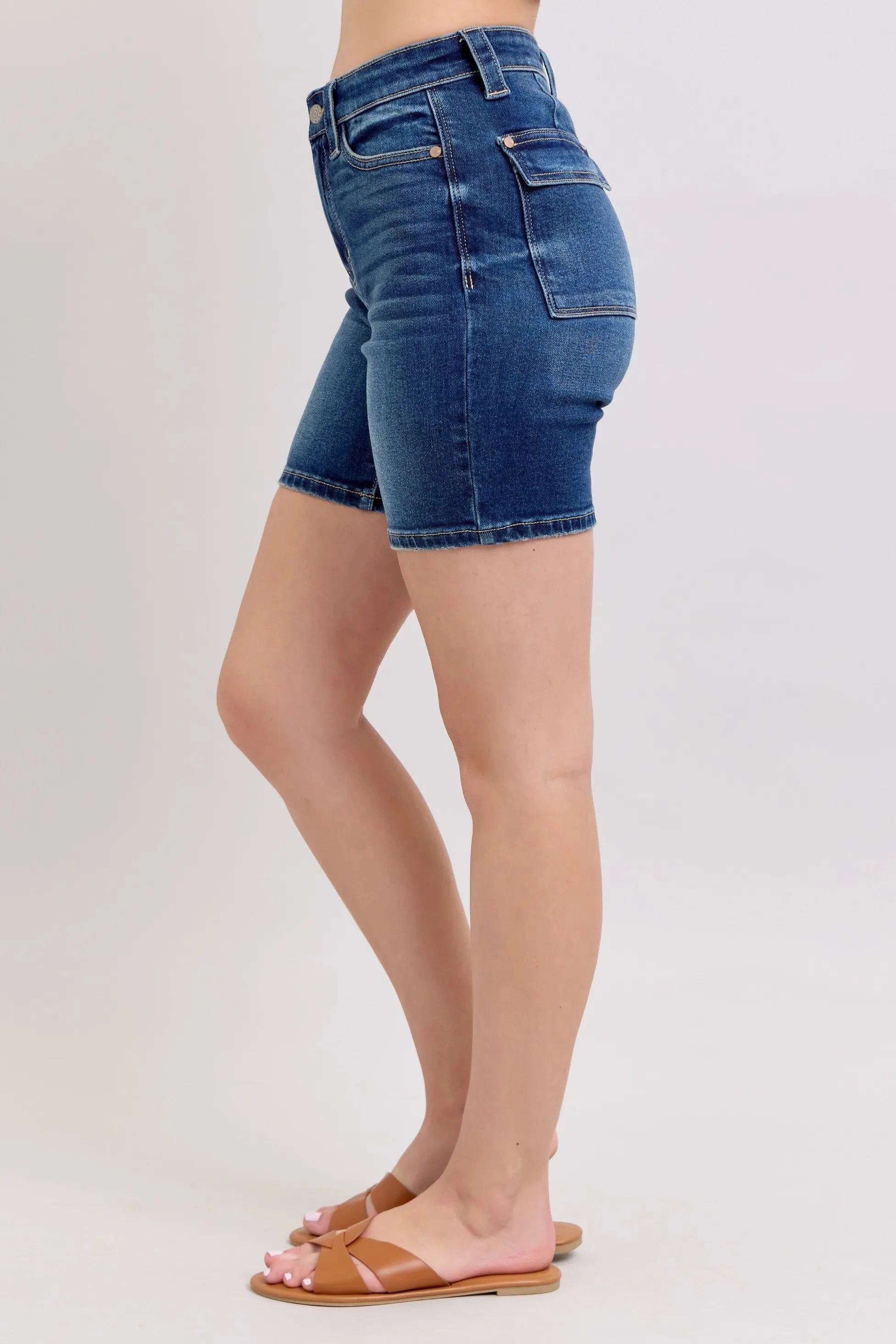 Judy Blue Full Size High Waist Bermudas Jeans W/ Back Flap Pockets Plus Size Coco’s Tee Boutique