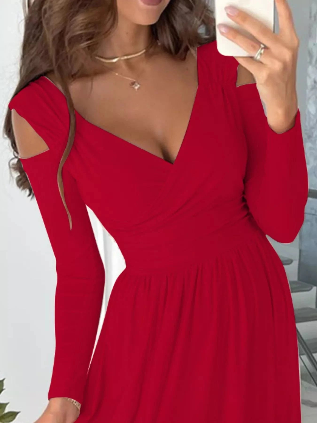 Slit Surplice Cold Shoulder Maxi Dress Coco’s Tee Boutique