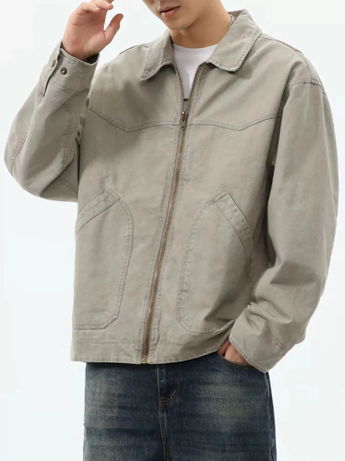 Men's Plus Size Zip-Up Trucker Jacket Simply Love