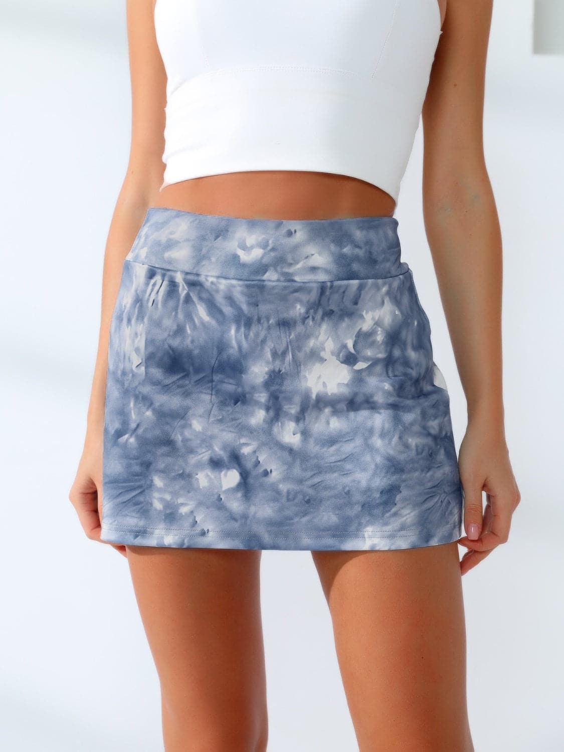 Tie-Dye Wide Waistband Active Skirt.