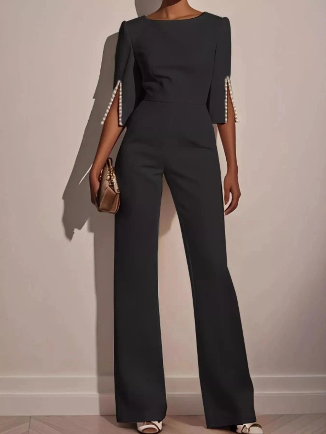 Wide-Leg Jumpsuit with Slit Sleeve Coco’s Tee Boutique