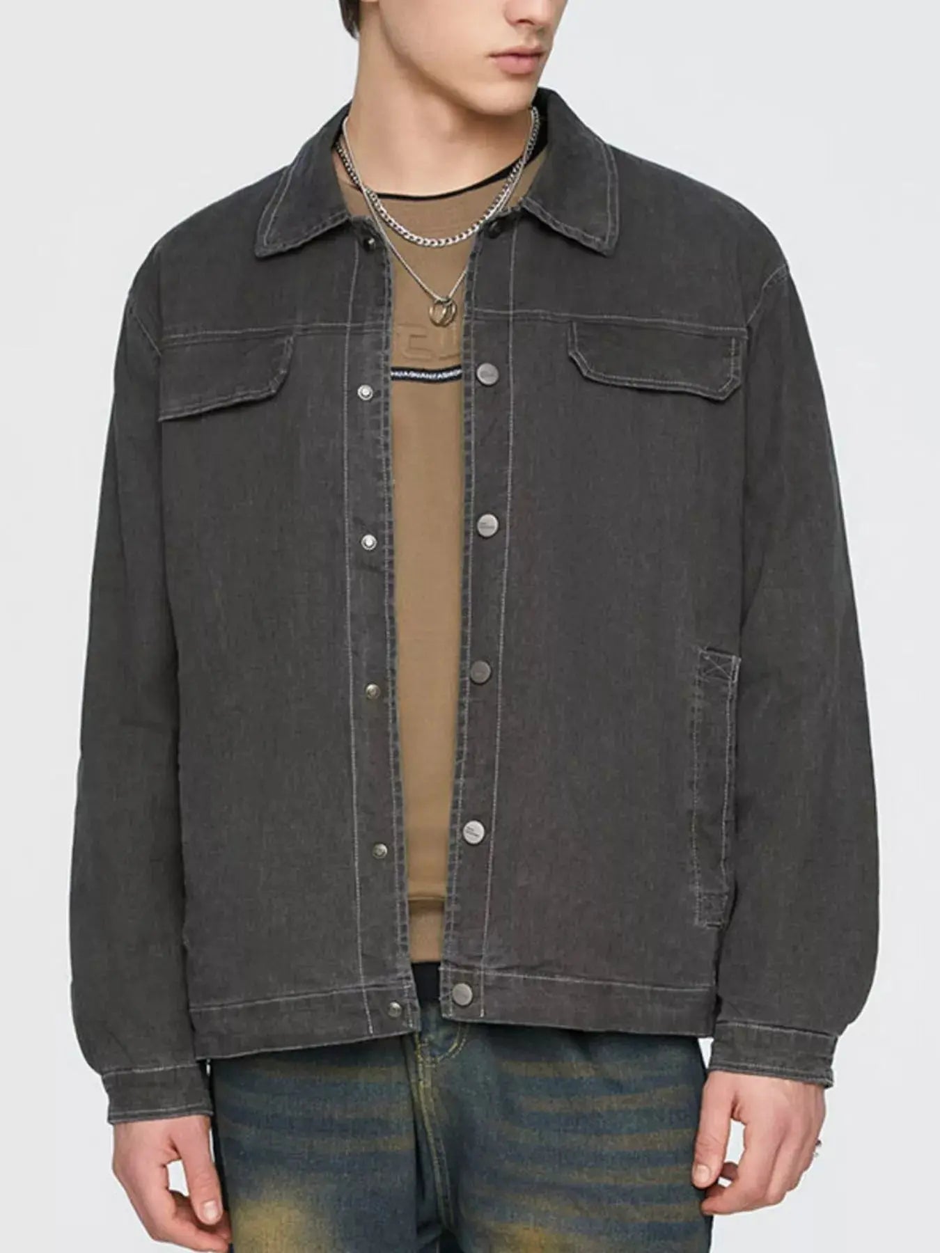 Men's Plus Size Button Up Long Sleeve Jacket Simply Love