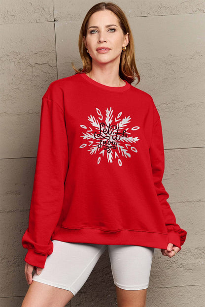 Simply Love Full Size LET IT SNOW Long Sleeve Sweatshirt.