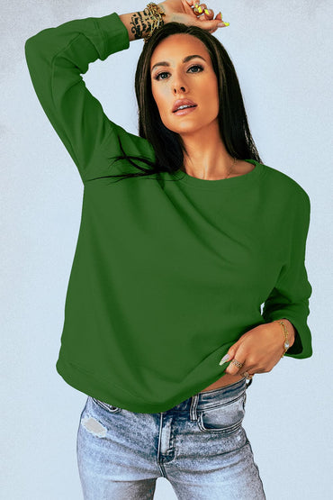 Round Neck Dropped Shoulder Sweatshirt.