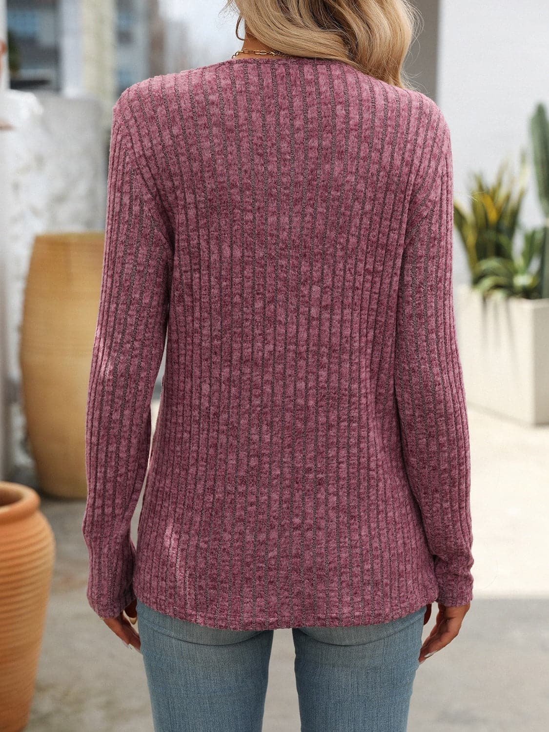 Square Neck Long Sleeve T-Shirt.