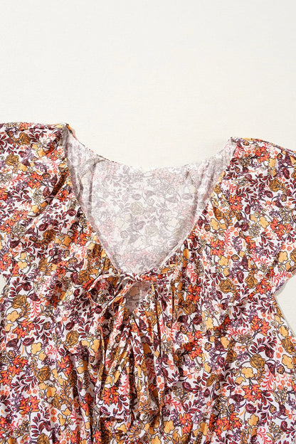 Simply Love: Floral Knot Blouse, Ruffled Sleeves