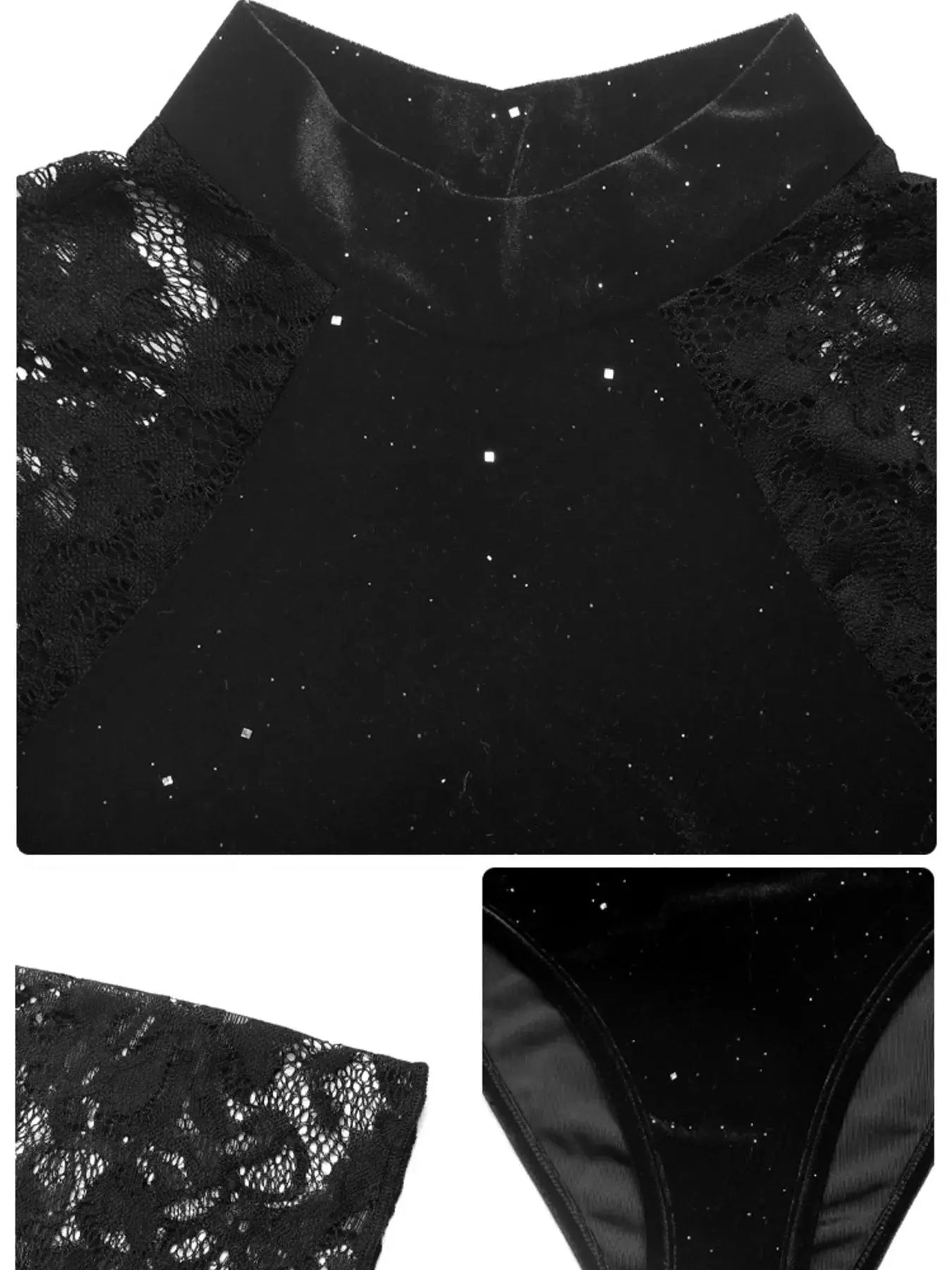 Lace Mock Neck Bodysuit With Sheer Lace Sleeves And Sparkling Details Simply Love