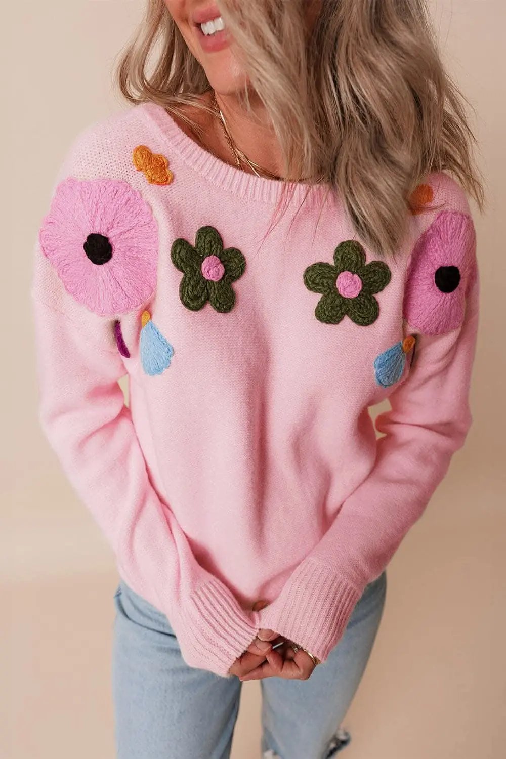 Chic floral crochet sweater - Love Salve 