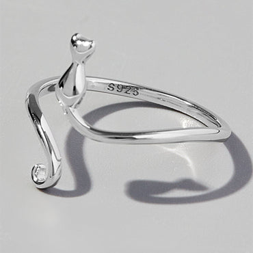 Cat Shape 925 Sterling Silver Ring.