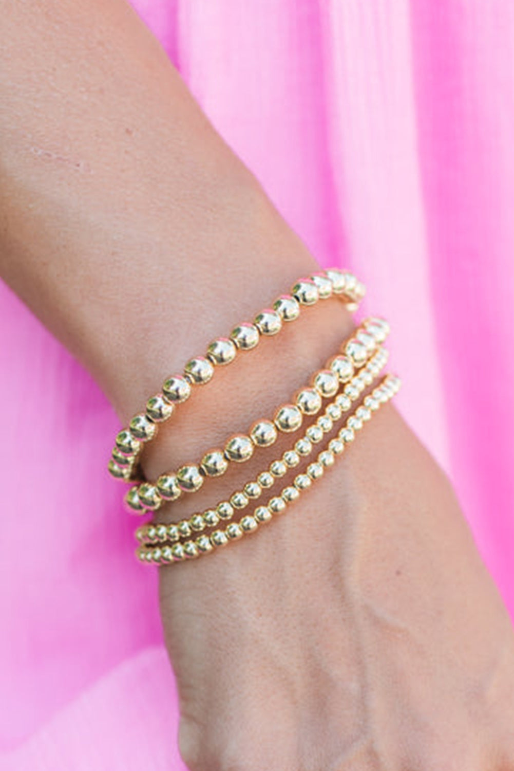 Gold 4pcs Beaded Plated Bracelet Set