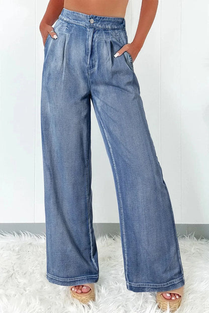 Elevated high-waist wide-leg denim