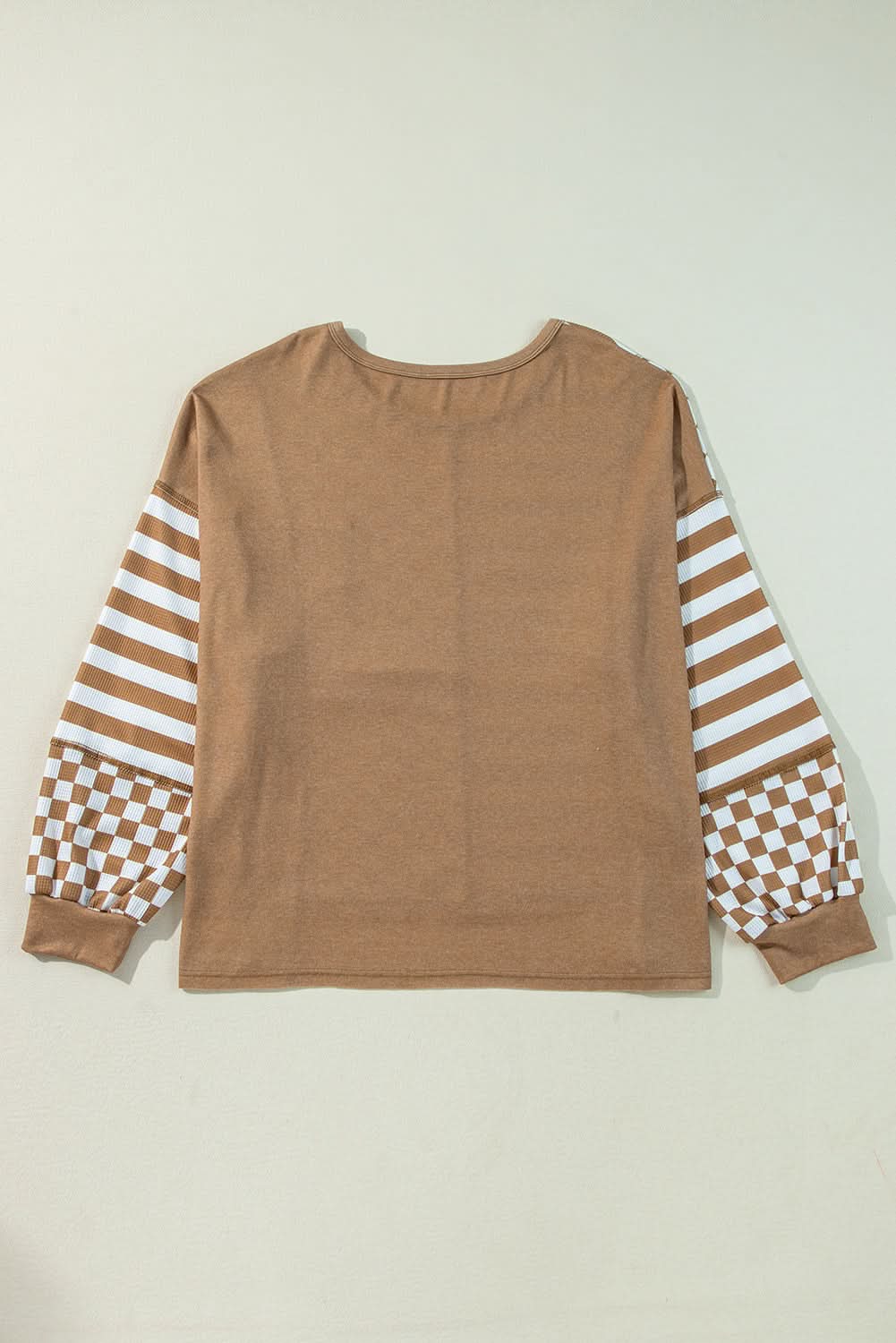 Chic plus size khaki mixed print top - Love Salve 