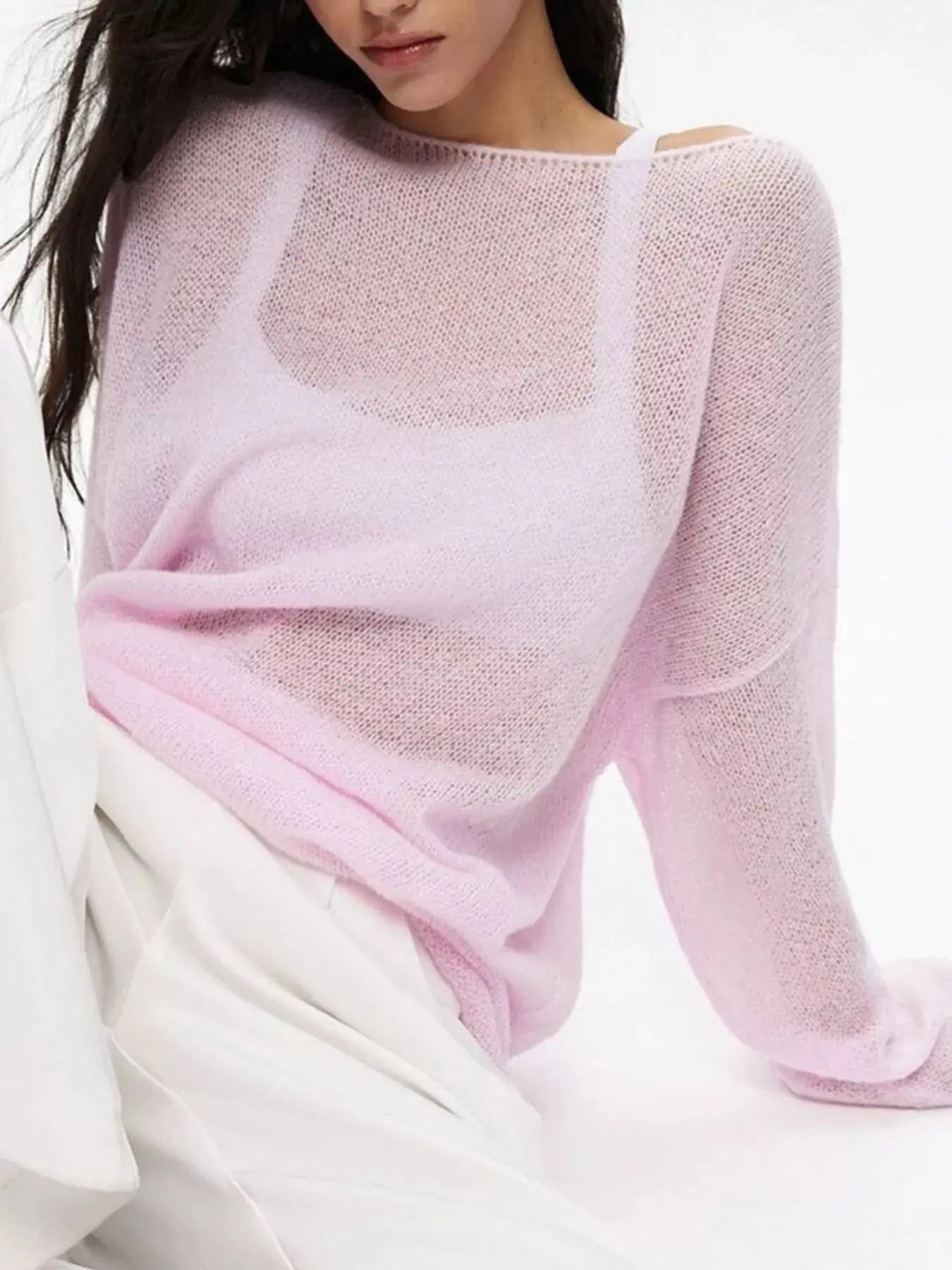 Boat Neck Dropped Shoulder Sweater Simply Love