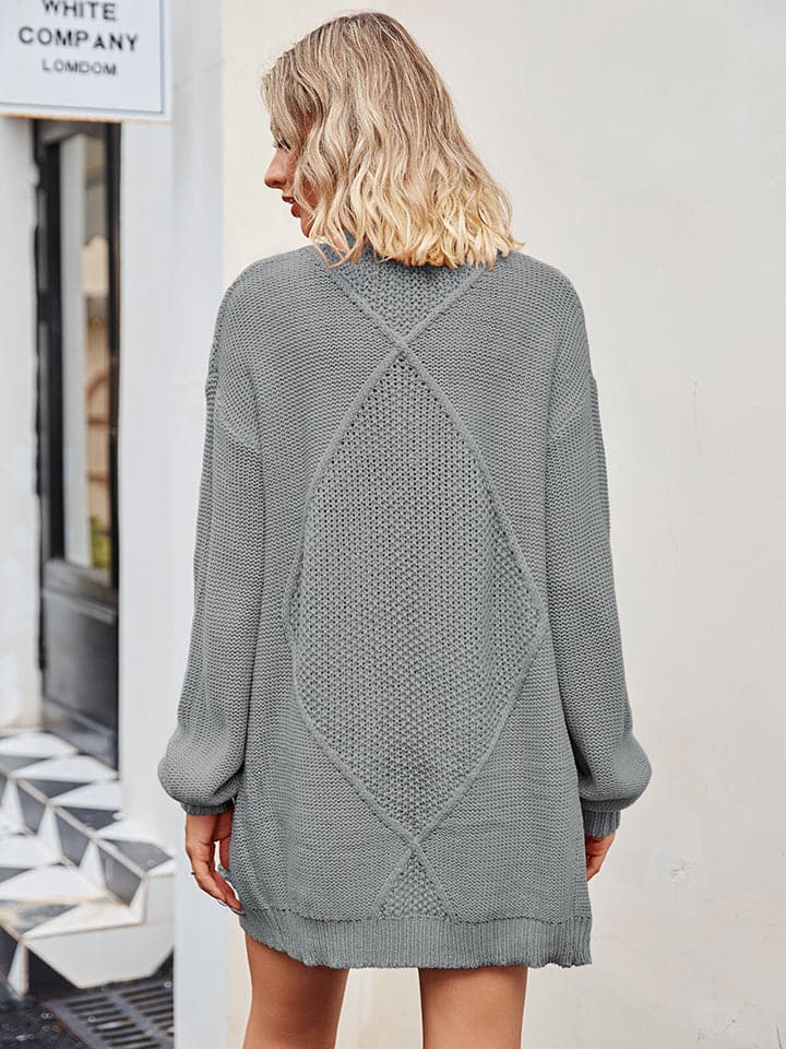 Cable-Knit Long Sleeve Cardigan.