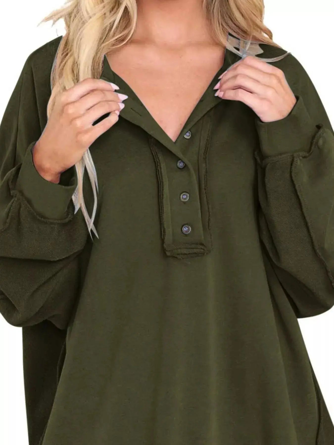 Half Snap Long Sleeve Sweatshirt Simply Love