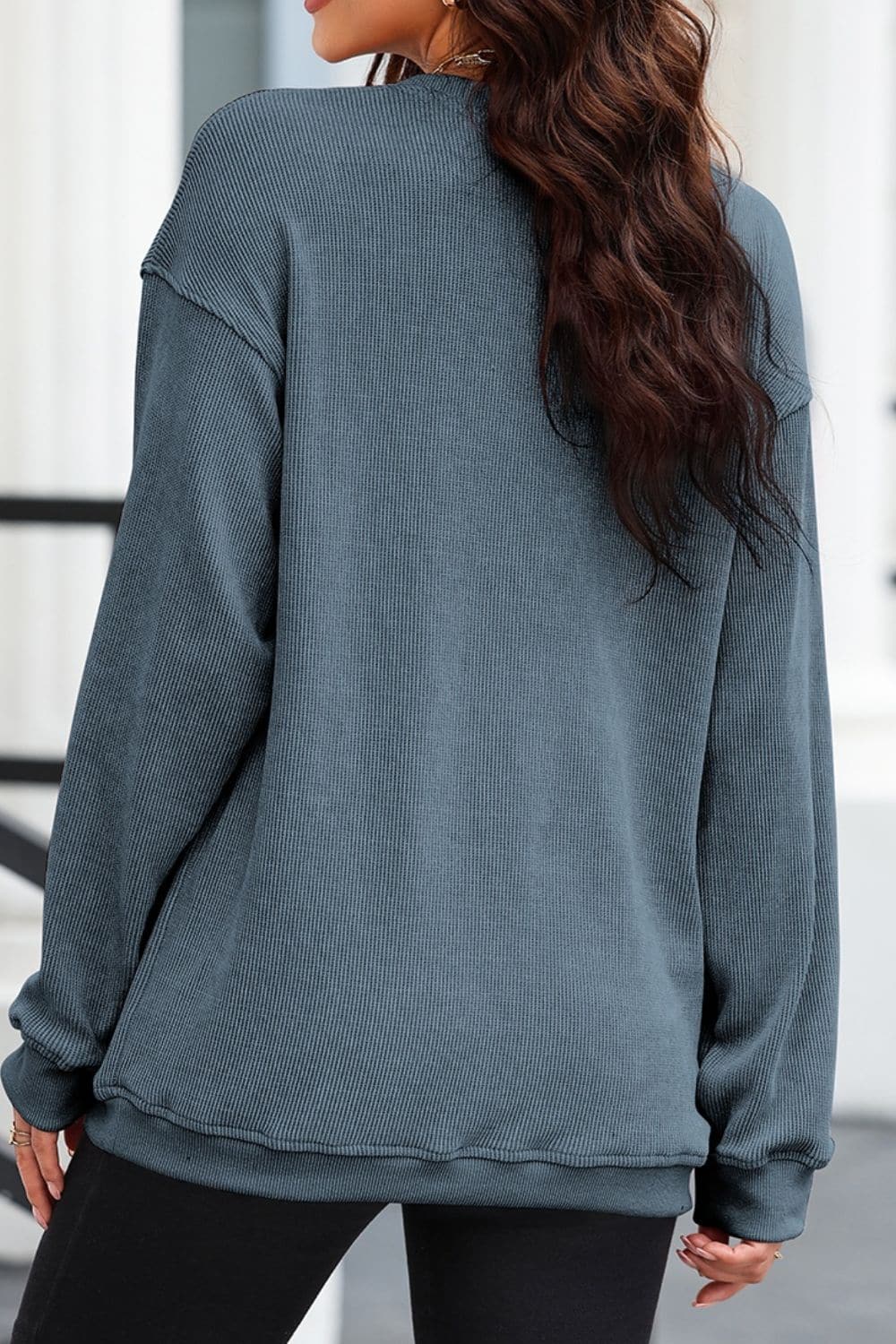 Glittering ghost long sleeve sweatshirt with round neck