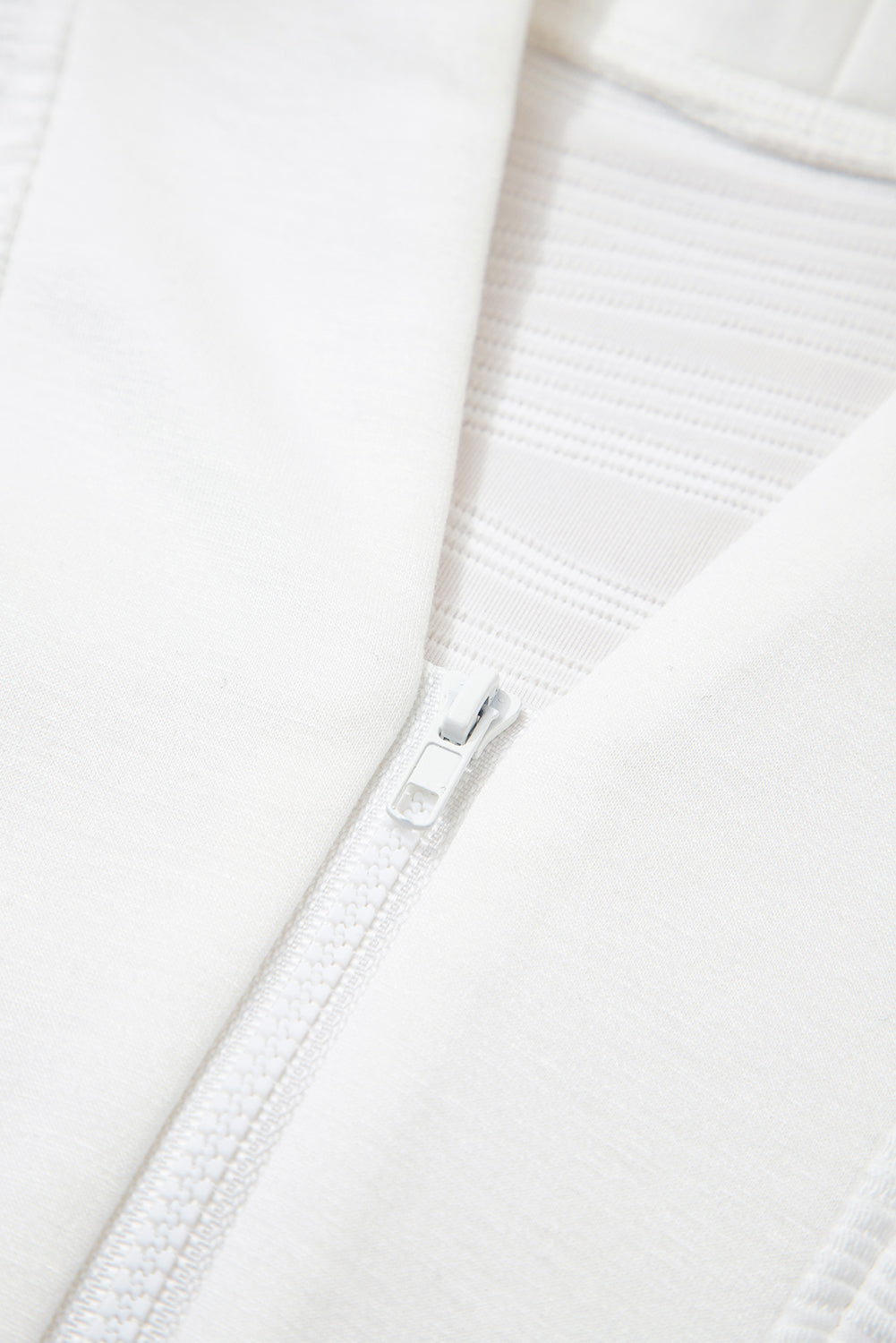 White Solid Color Textured Zip V Neck Pullover Sweatshirt Unisex Casual Everyday Wear Dear-Lover Dropshipping