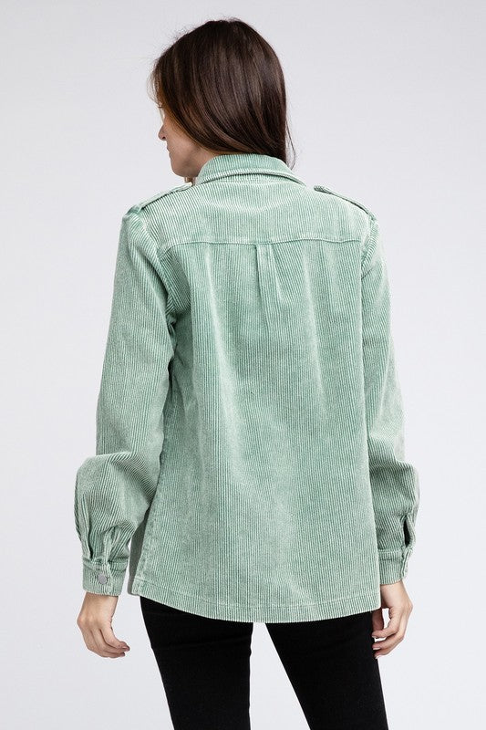 Corduroy Button-Up Jacket for Women