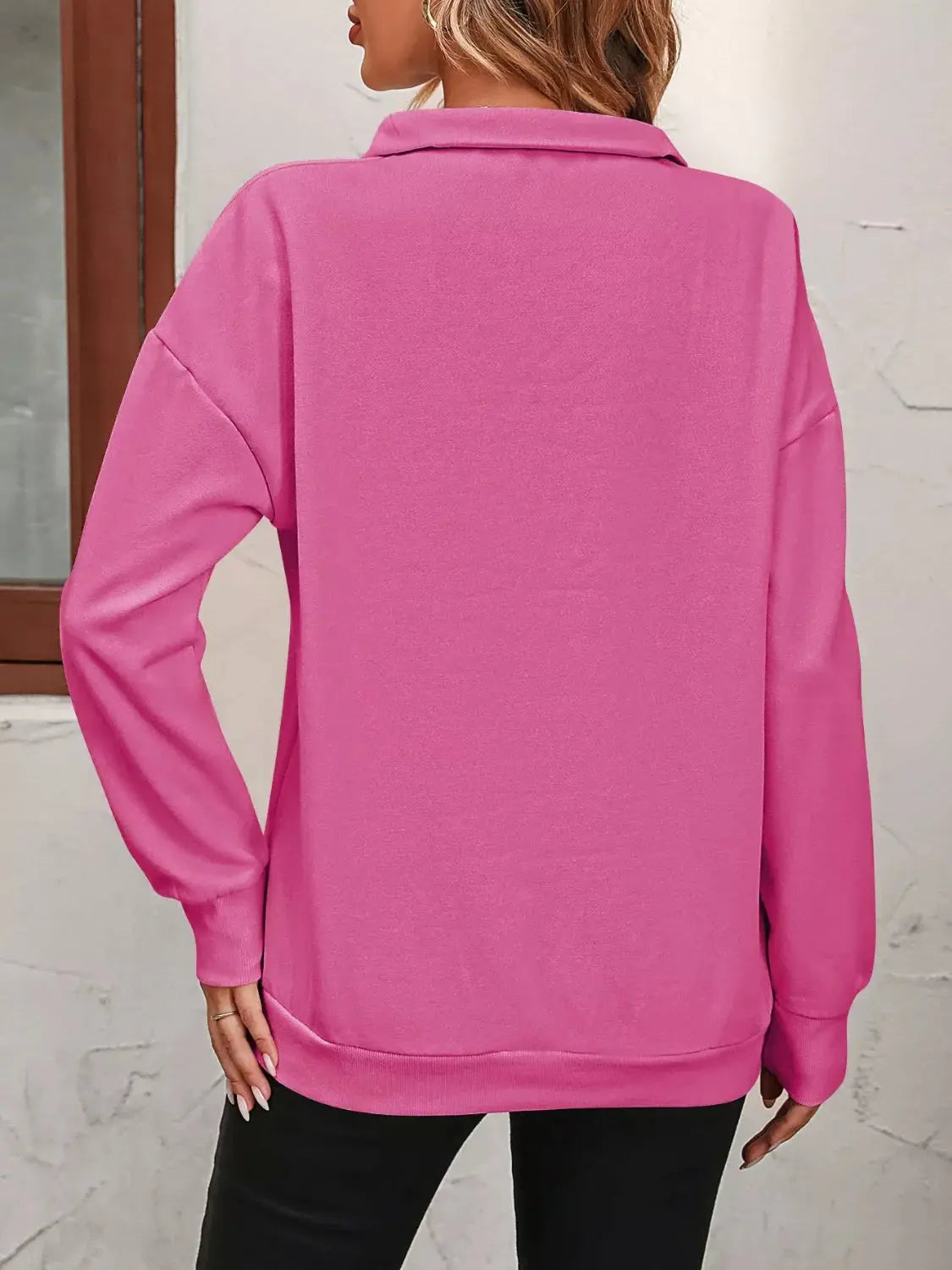 Quarter Zip Dropped Shoulder Sweatshirt Simply Love