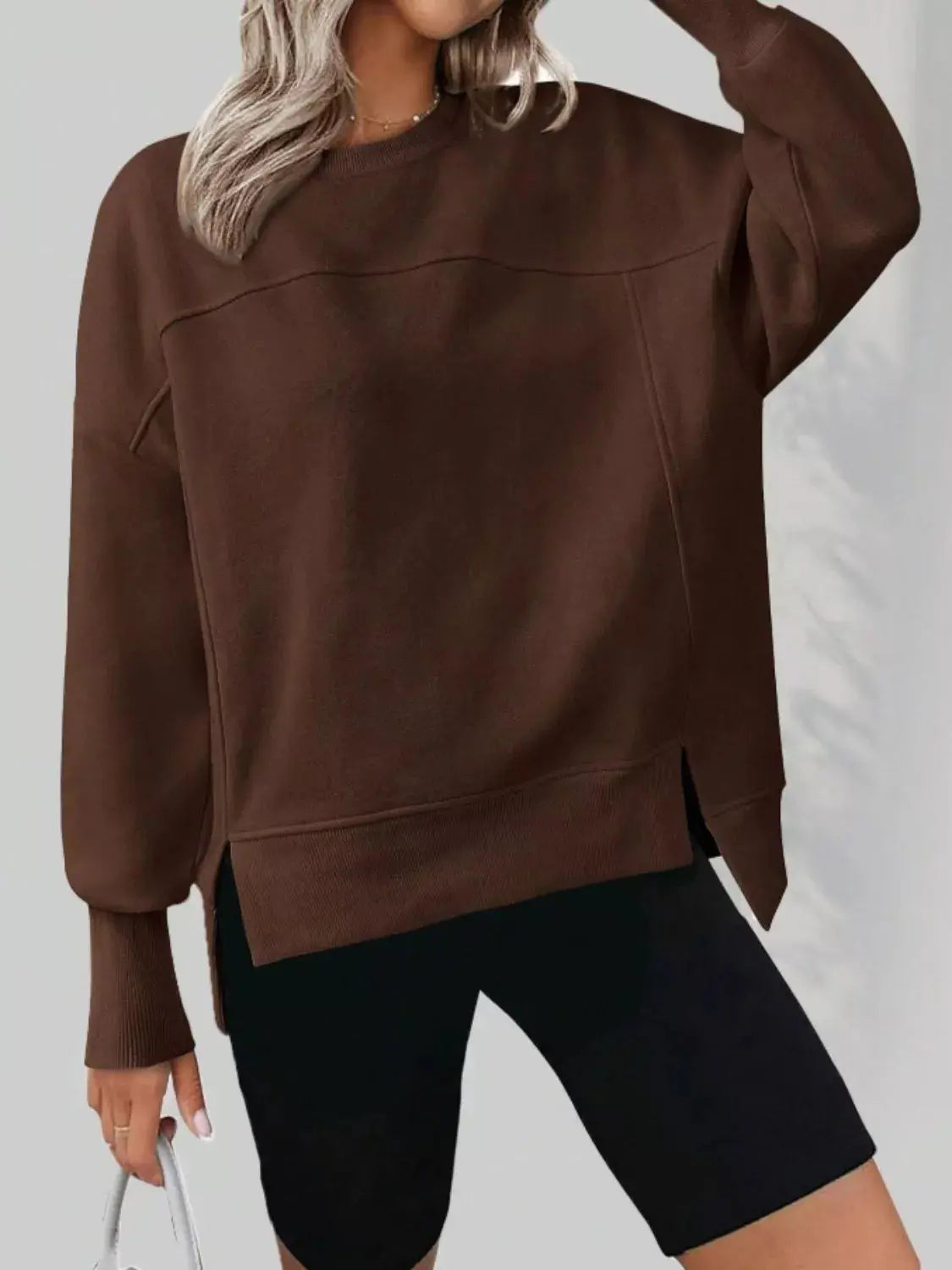 Casual Loose Side Slit Sweatshirt Simply Love