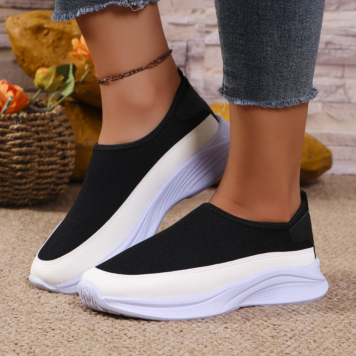 Slip-on Flats with Mesh Detail