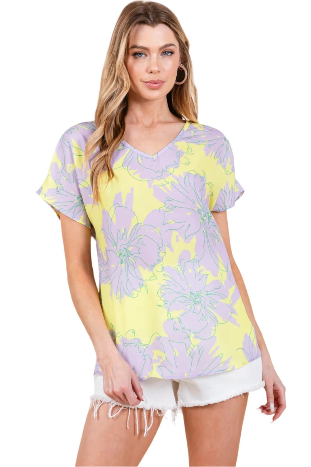 BOMBOM Floral Short Sleeve T-Shirt.