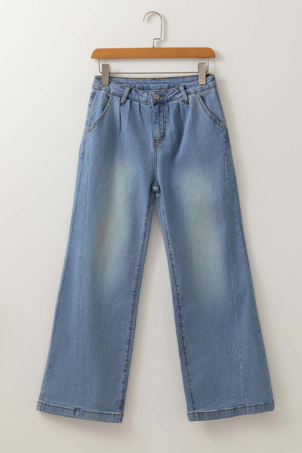 Love Salve  Ashleigh Blue Washed Pleated Detail Wide Leg Love Salve
