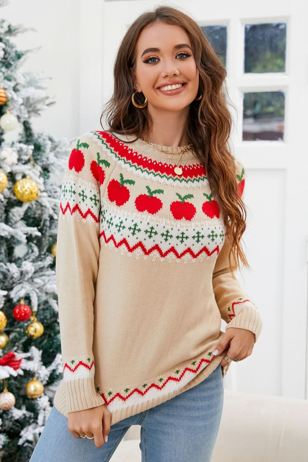 Angel wings cozy long sleeve sweater with a round neck