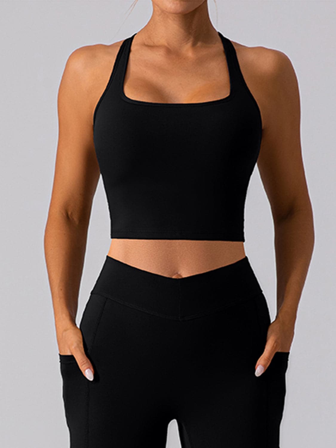 Square Neck Racerback Cropped Tank.