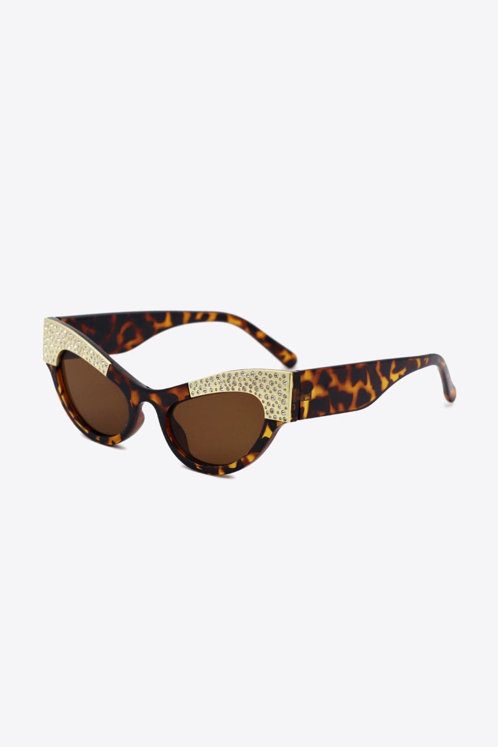 UV400 Rhinestone Trim Cat-Eye Sunglasses.