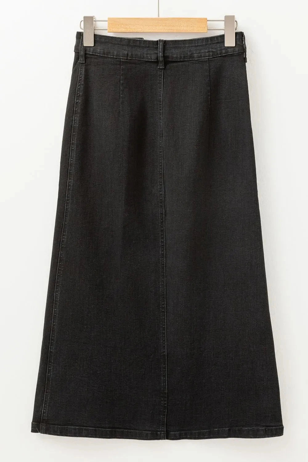 Button Fly Side Split Denim Midi Skirt Simply Love