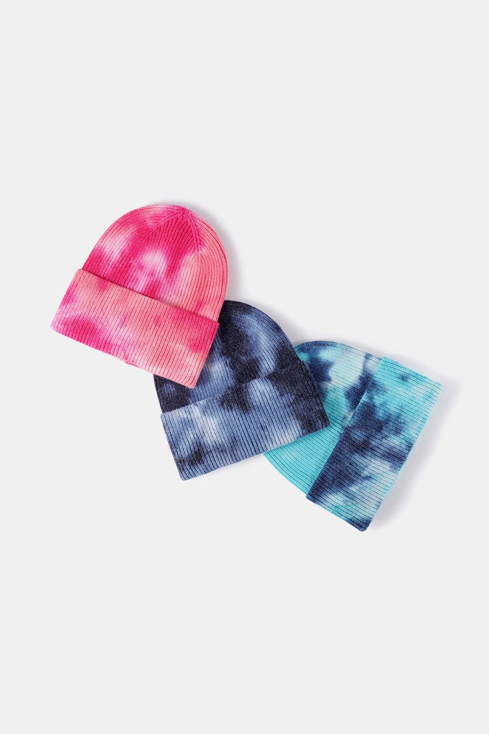 Tie-Dye Cuffed Rib-Knit Beanie Hat.