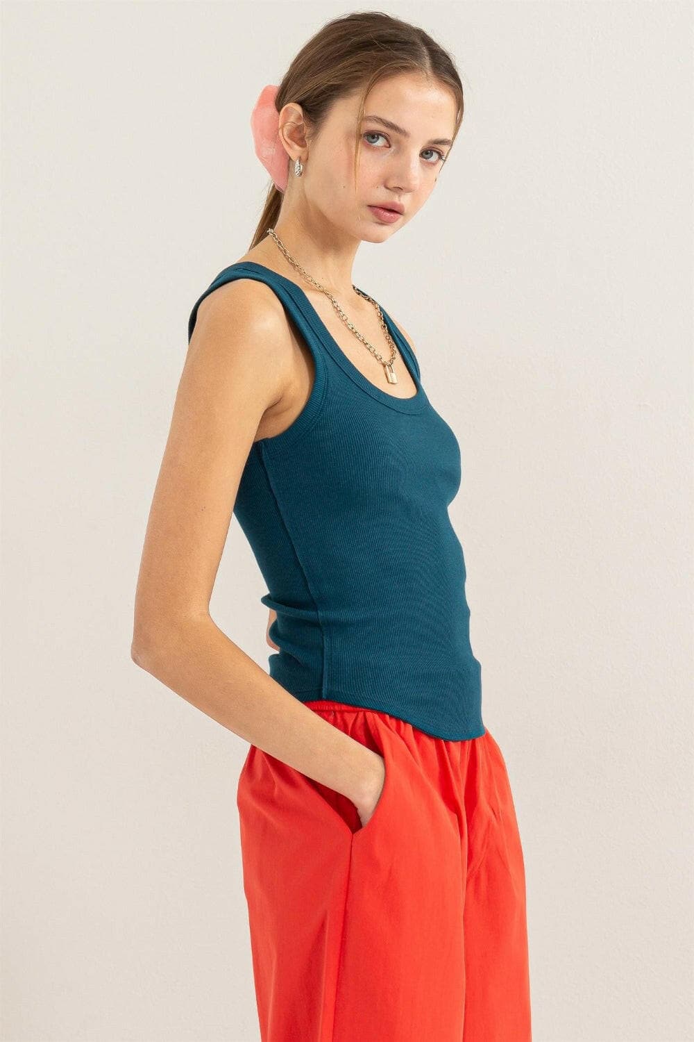 HYFVE Ribbed Scoop Neck Racerback Tank.