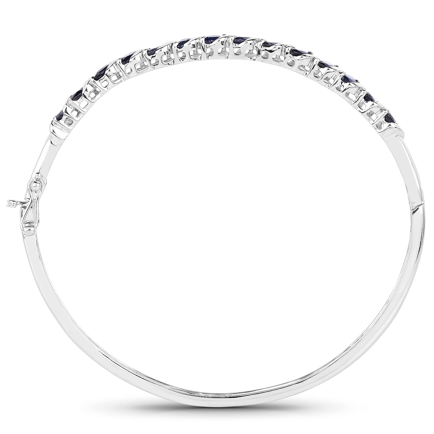 3.08 Carat Genuine Blue Sapphire .925 Sterling Silver Bangle